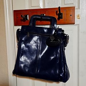 Patricia Nash Leather Accaria Large North/ South Tote Patriotic Blue